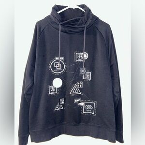 H&M Black Crewneck Sweatshirt with White Graphic